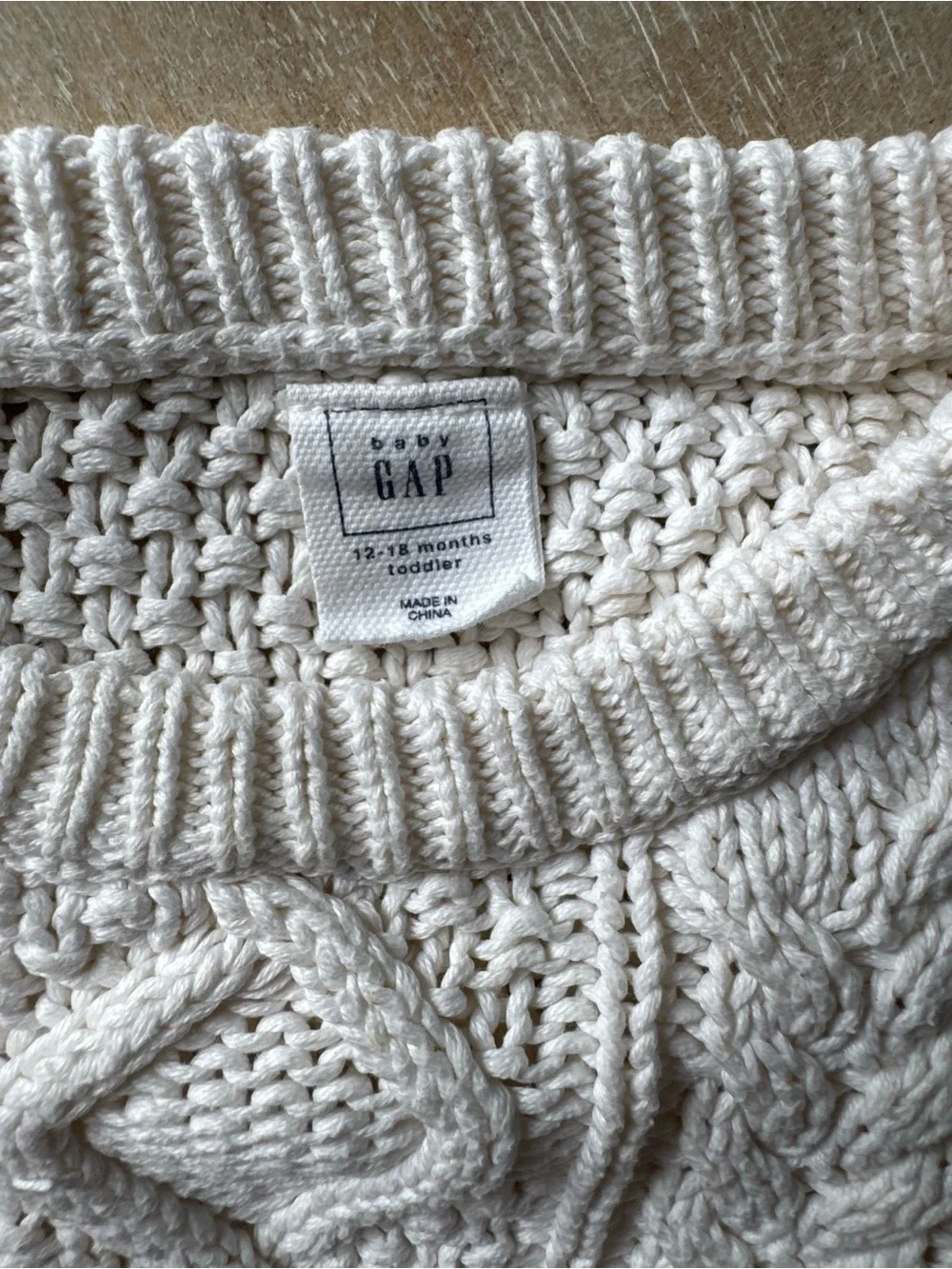 Baby GAP Cream Cable Knit Sweater Top with Blue Skirt